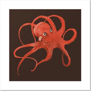 Red octopus Posters and Art